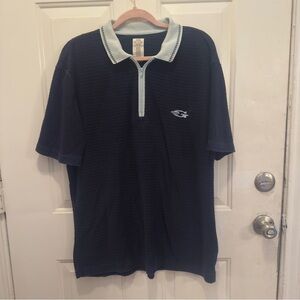 Vintage Guess Navy and Light Blue Polo Shirt